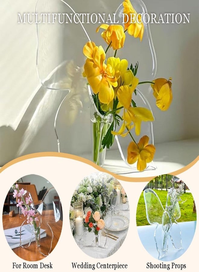 Ouliget Clear Acrylic Butterfly Frame Vase,Creative Butterfly Vase for Flowers,Art Home Deco for Desktops Bookshelf Bedroom Wedding Housewarming Women Gift - Image 3